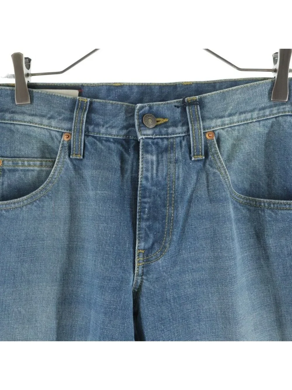 Gucci Logo Patch Washed Flare Denim Pants Blue